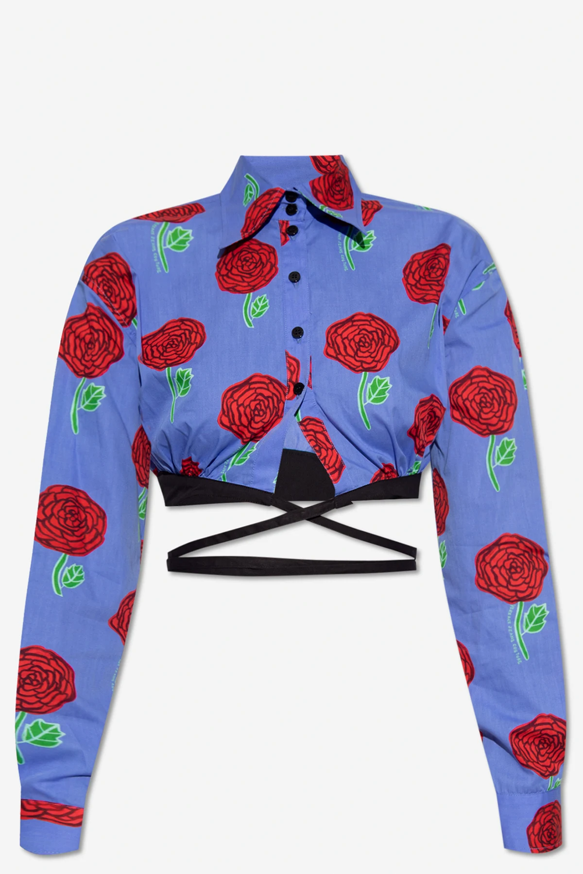 Cropped shirt with floral motif