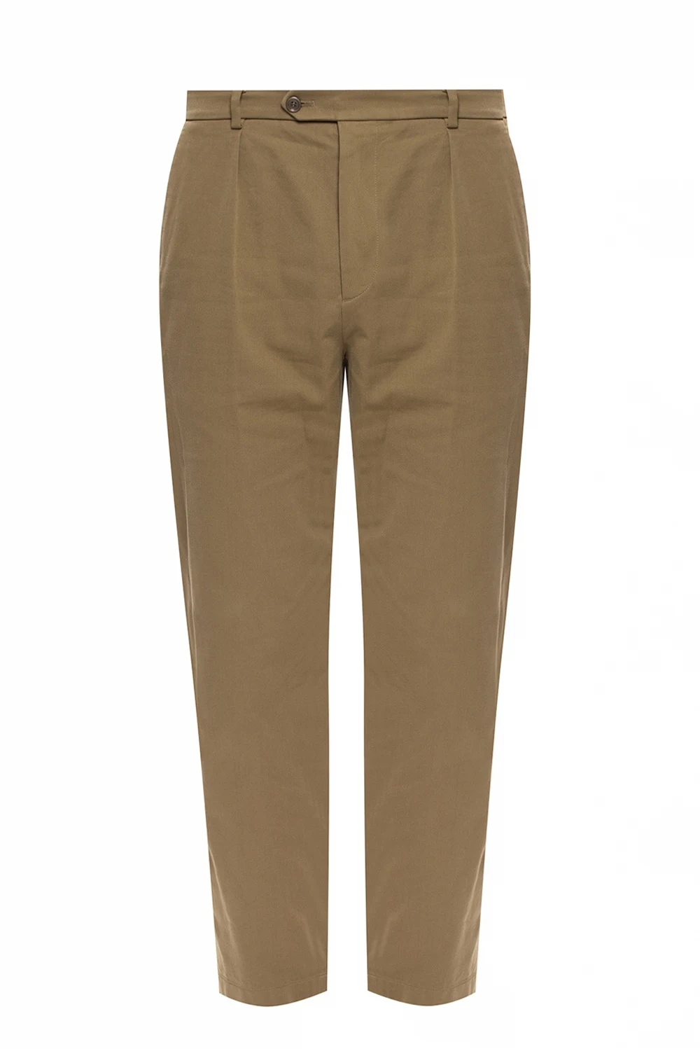 Branded pleat-front trousers