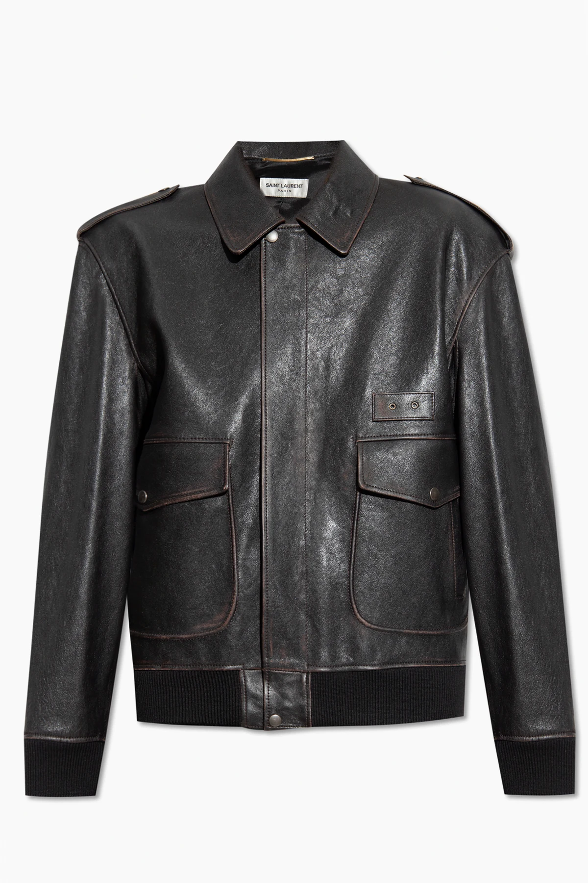 Leather jacket with vintage effect
