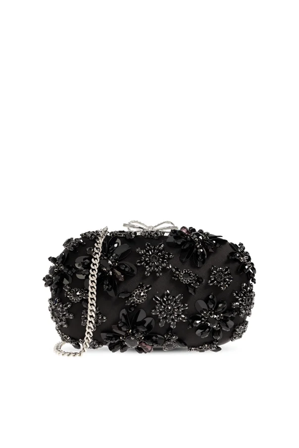 BLACK Clutch bag with shimmering crystals