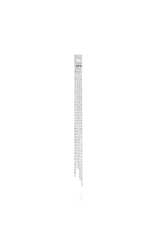 SILBER Clip-on earring with crystal fringes