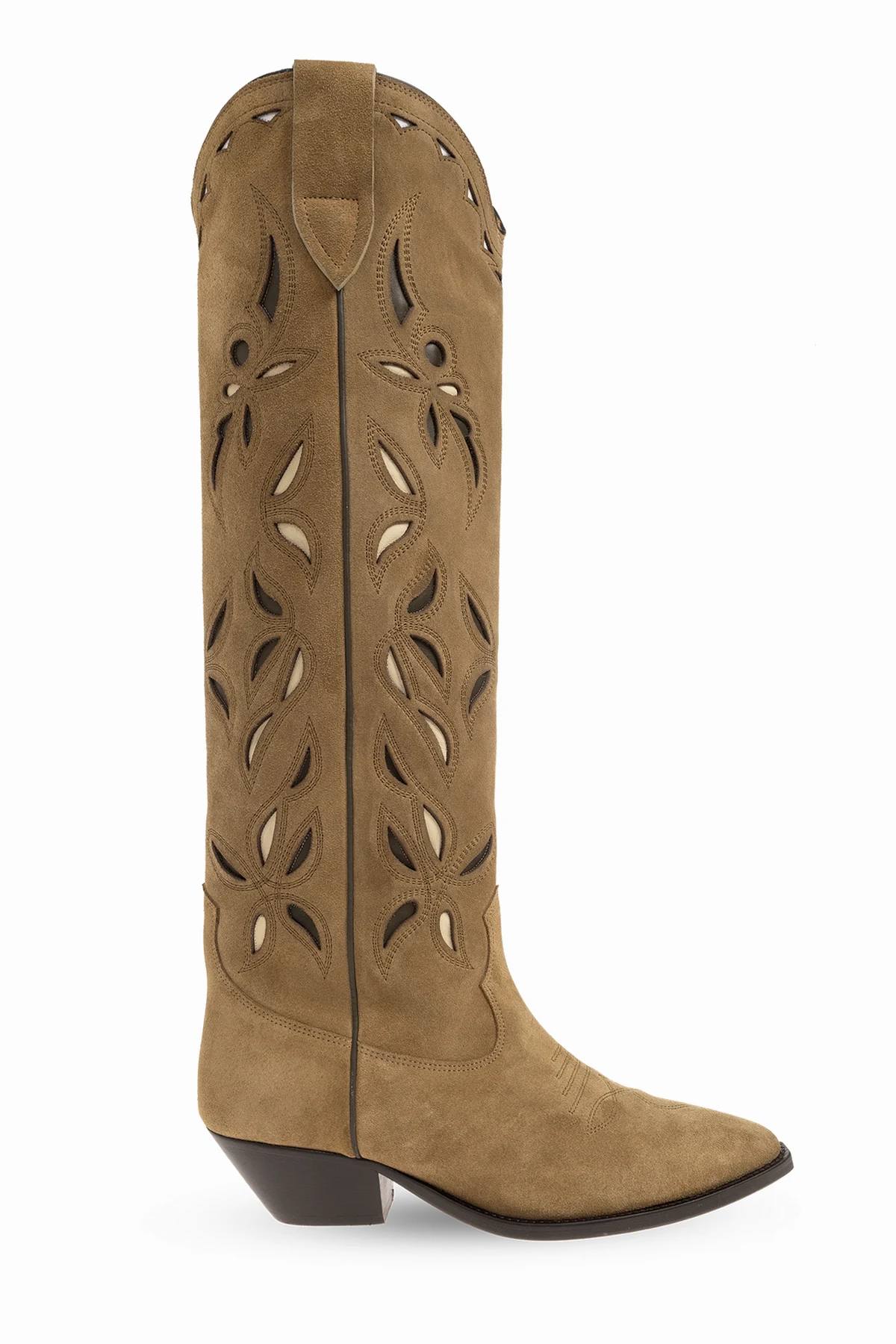 Zamszowe kozaki na obcasie ‘Denvee’