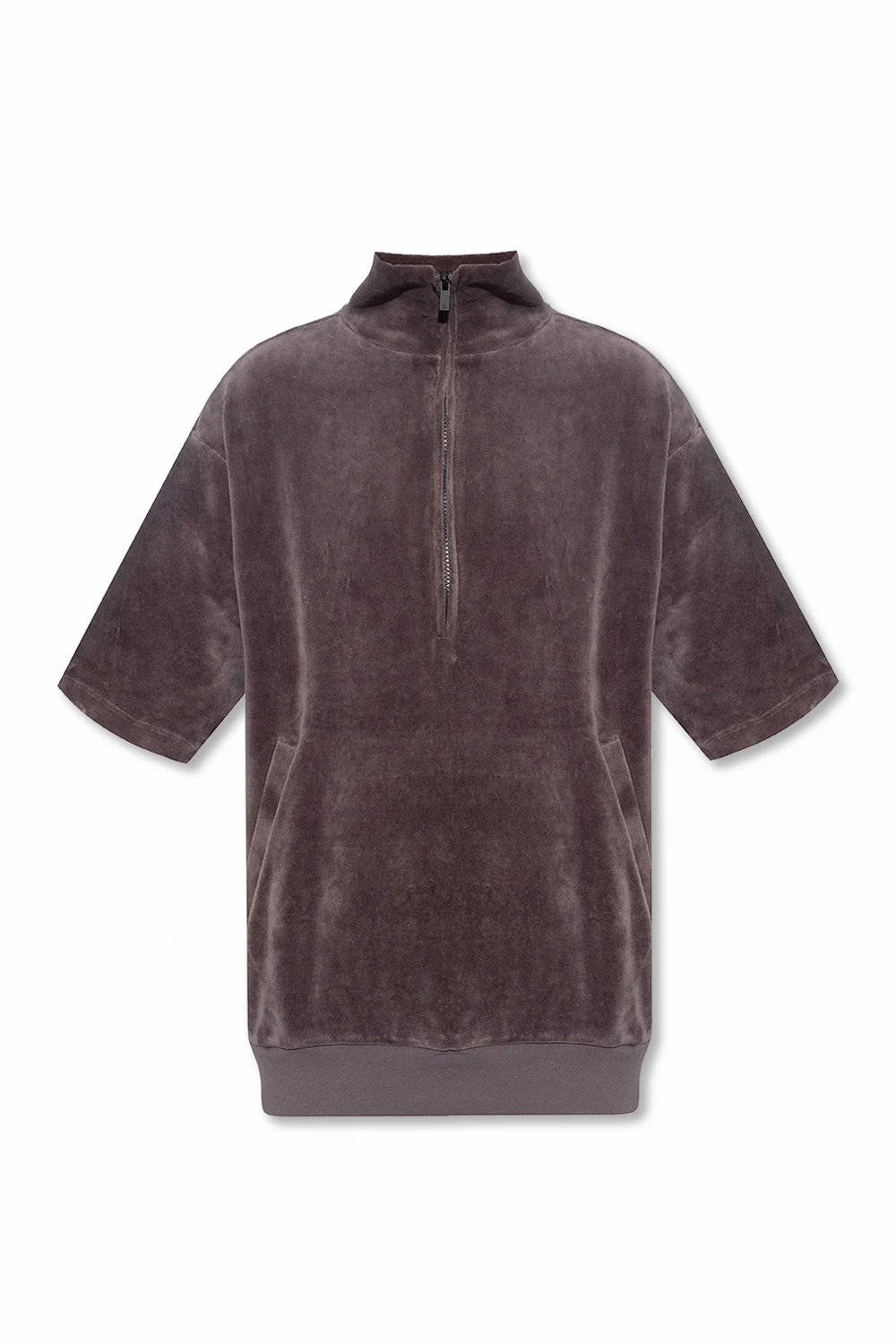 Velour sweatshirt with standing collar