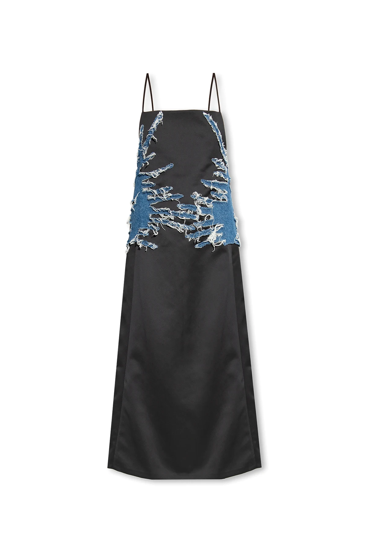 Dress with denim patch