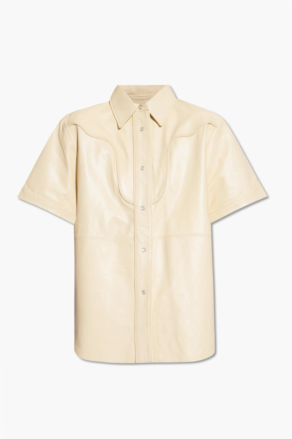 cream ‘Saloon’ relaxed-fitting leather shirt