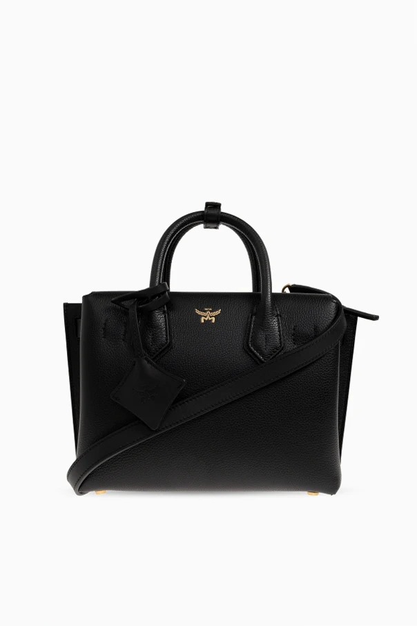 BLACK Leather handbag with logo