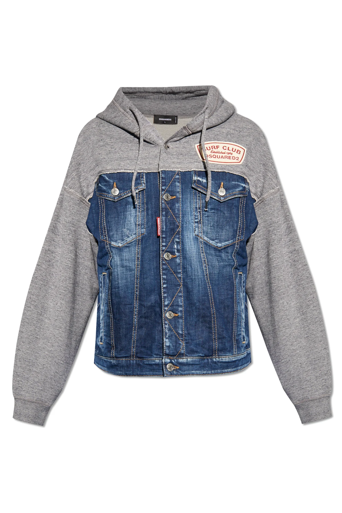 Hoodie with denim trim