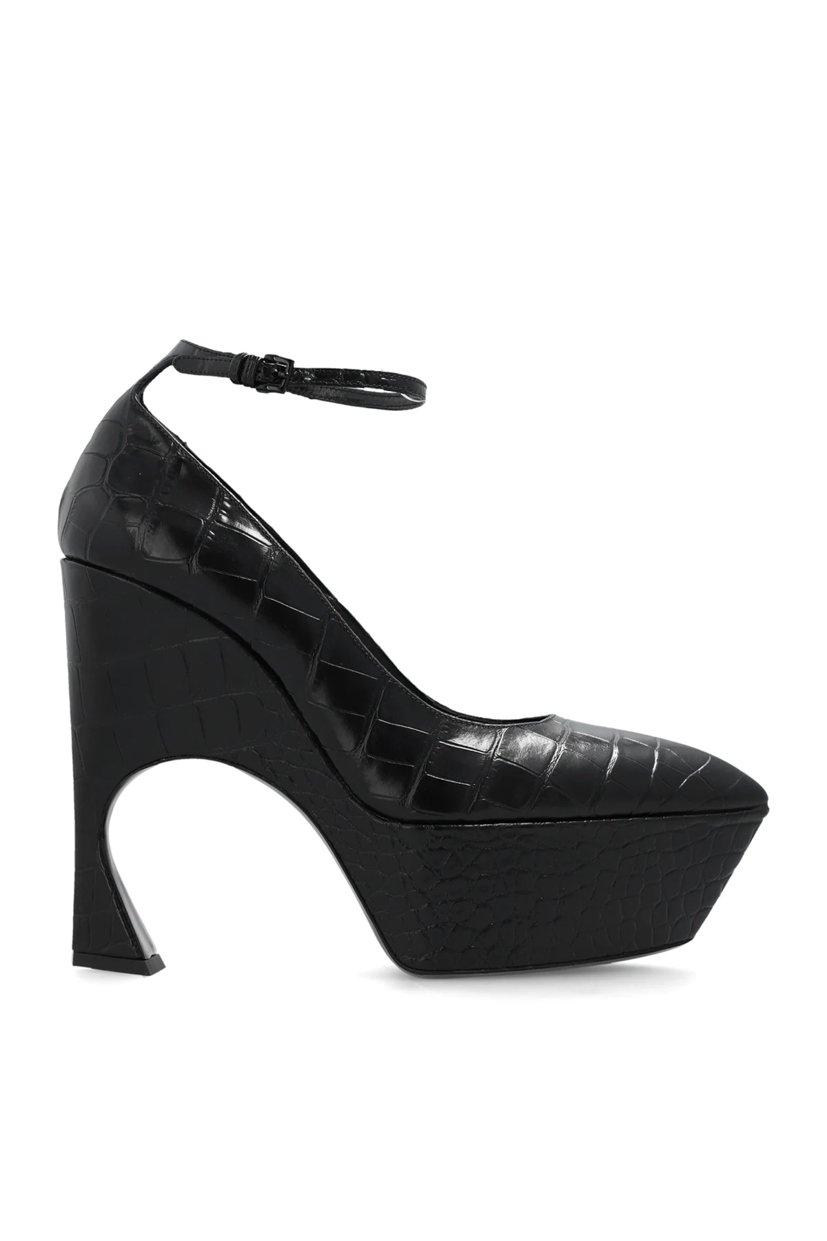 Leather platform pumps