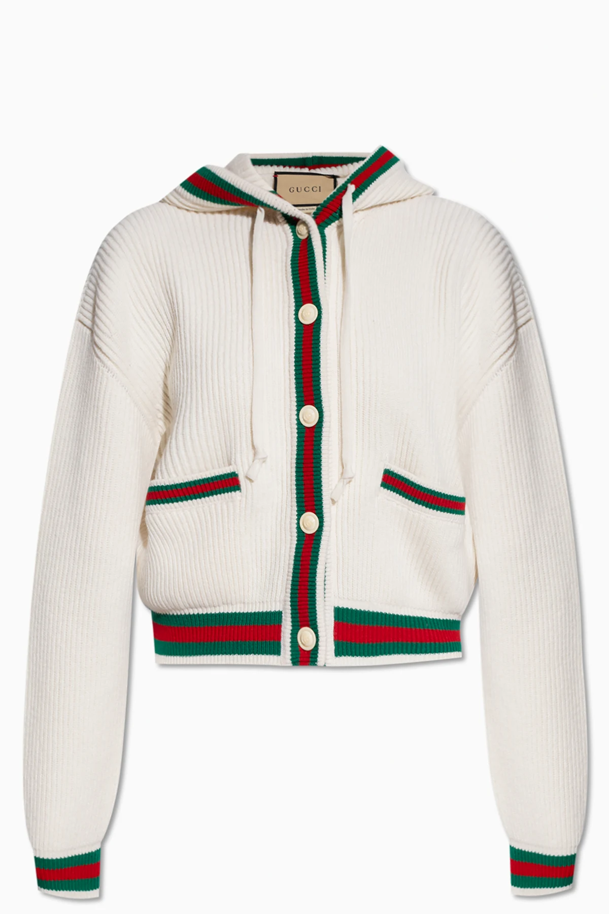 Wool cardigan with hood
