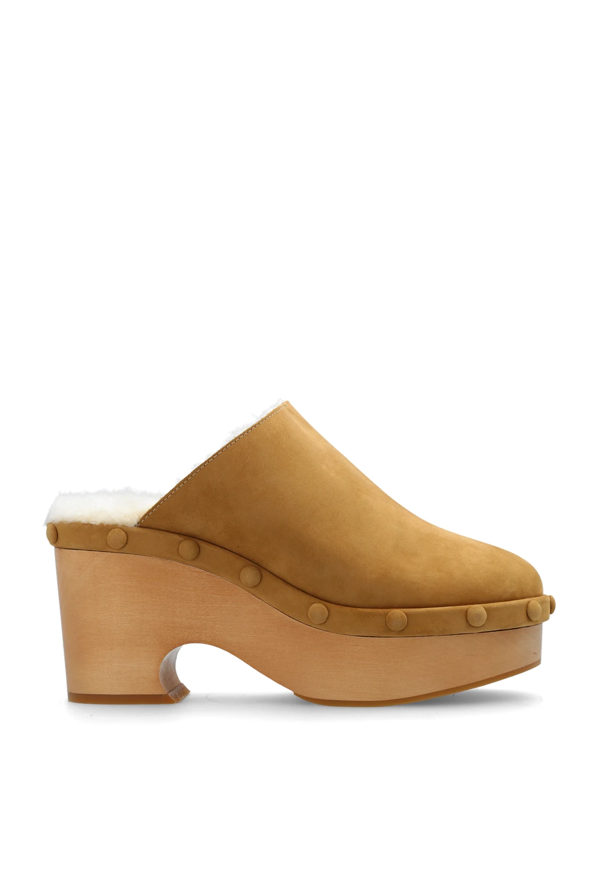 Suede platform clogs