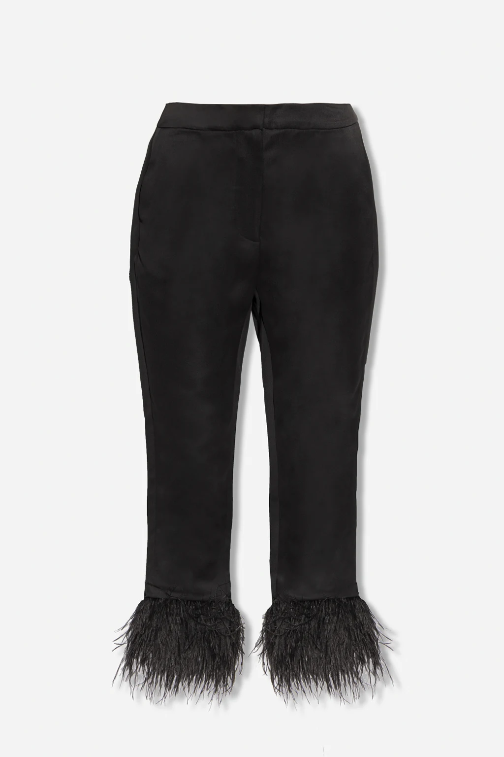 Trousers with feathers
