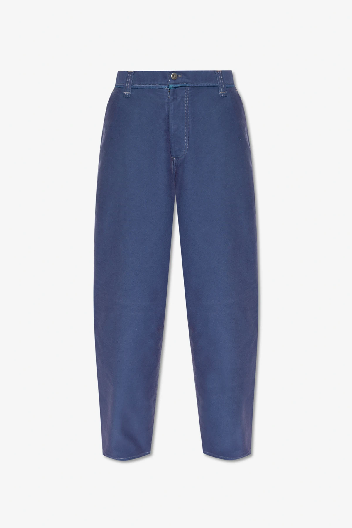Trousers with raw trim