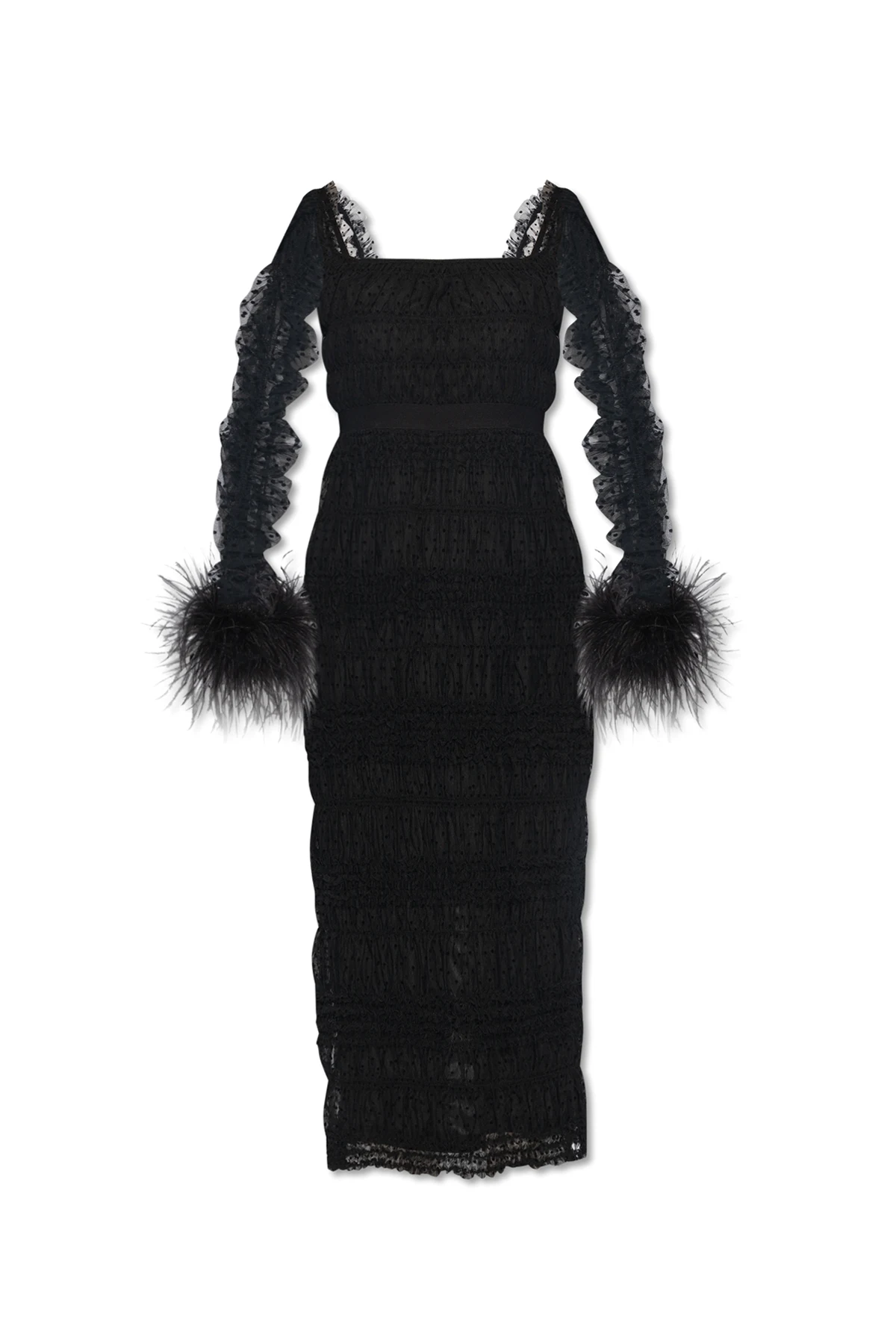 Tulle dress with feathers