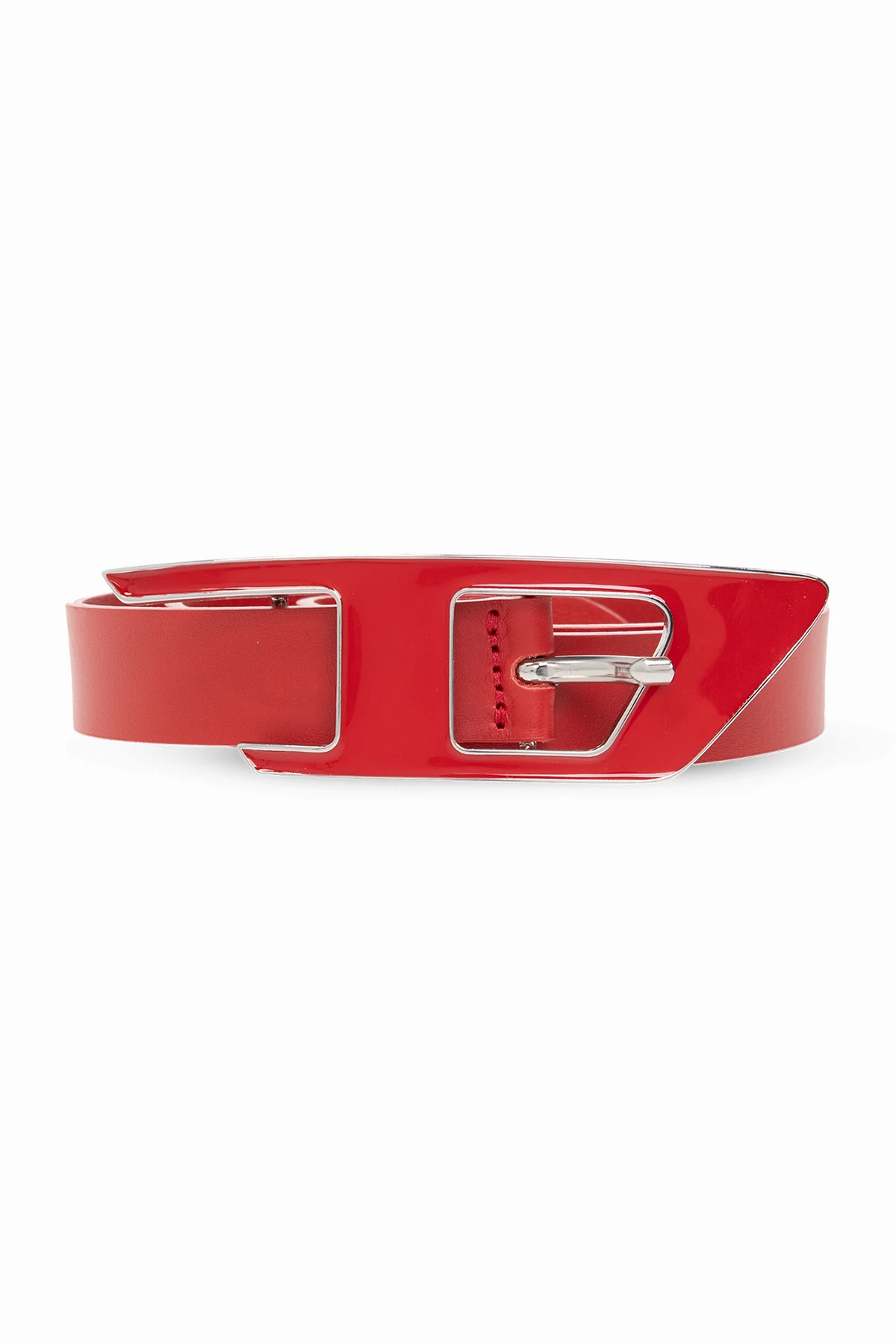 Leather belt with logo