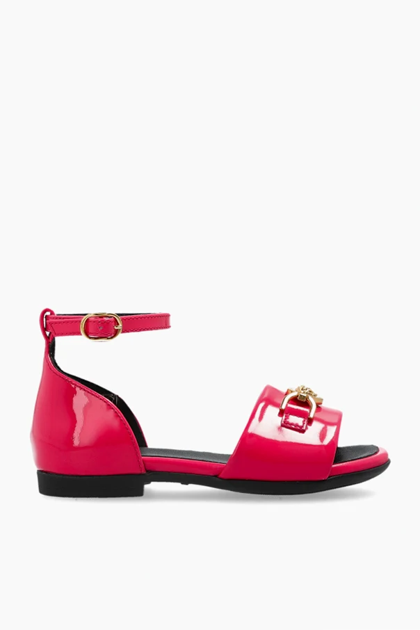 PINK Leather sandals with Medusa head