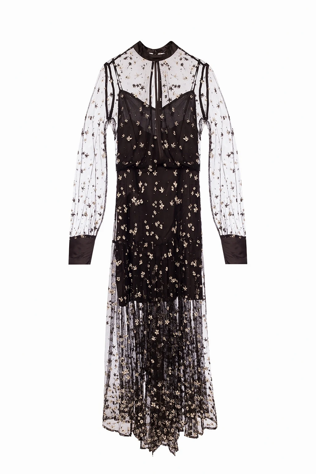 ‘Leria’ tulle dress with a band collar
