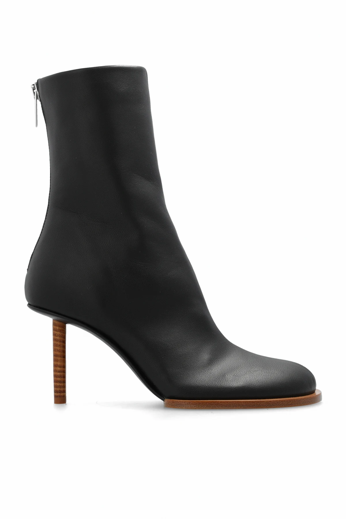 Skórzane botki na obcasie