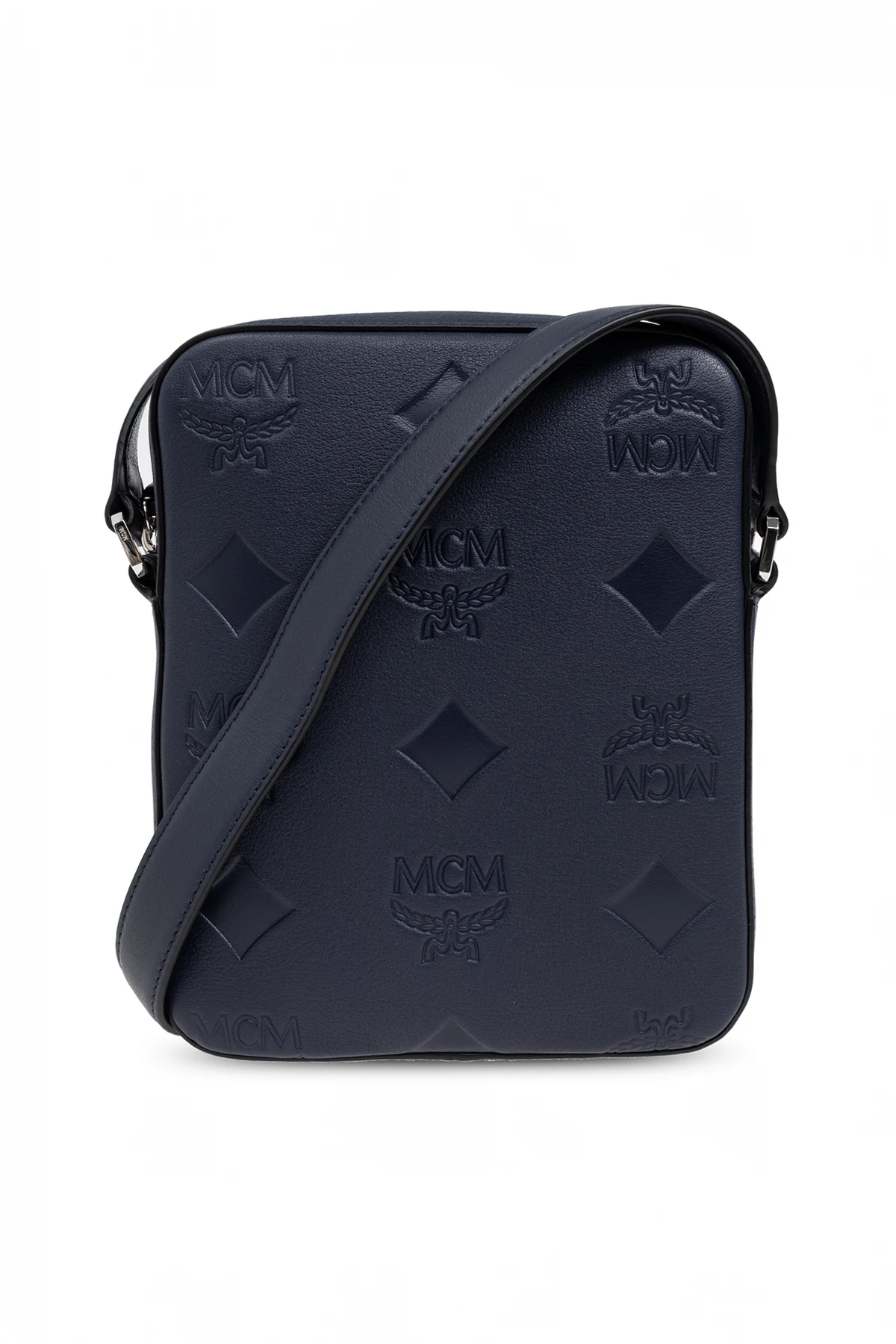 GRANATOWY Skórzana torba na ramię