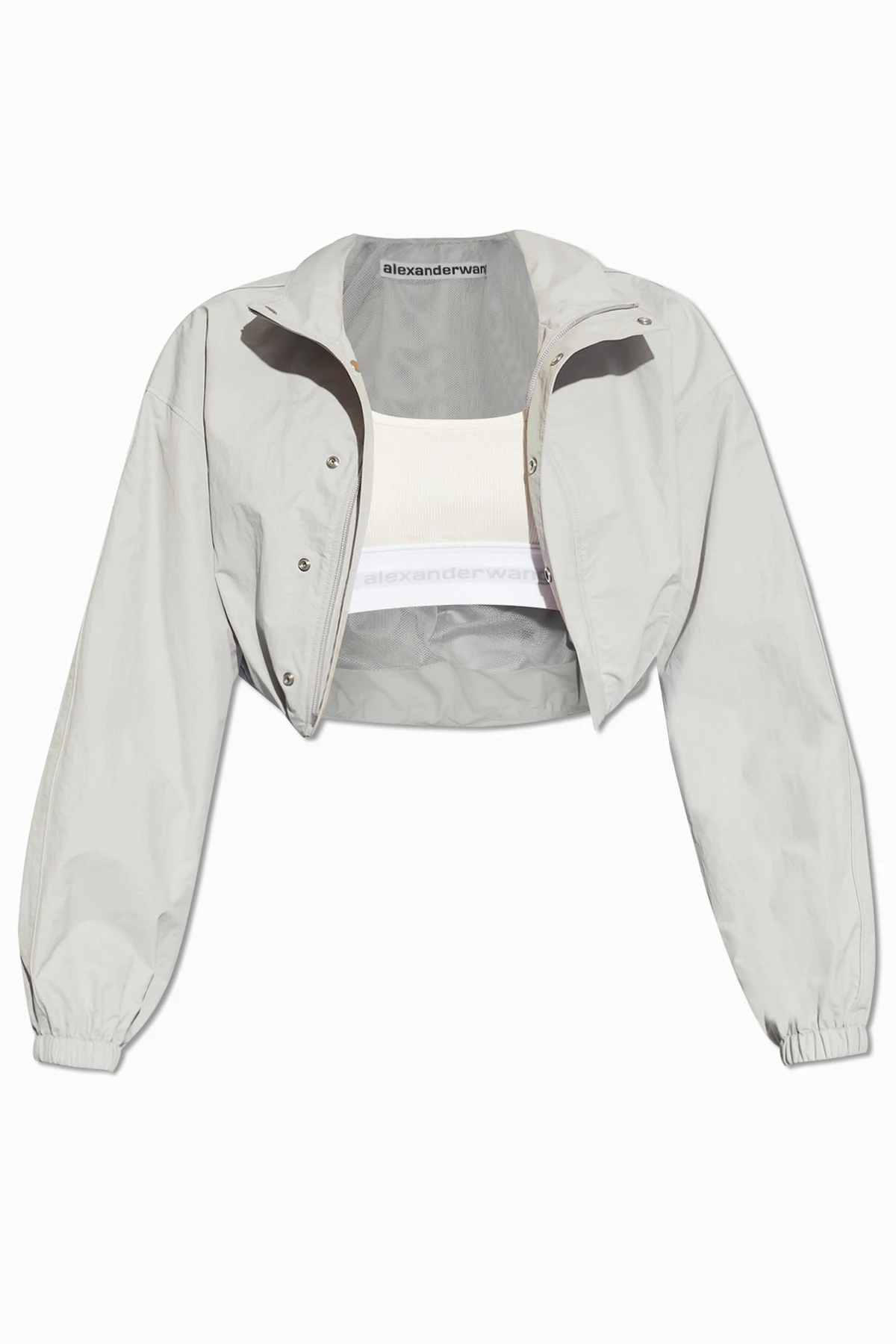 Track jacket with sewn-in top