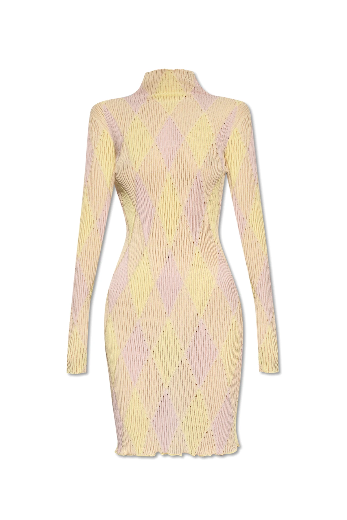 YELLOW  Dress with a Stand-Up Collar