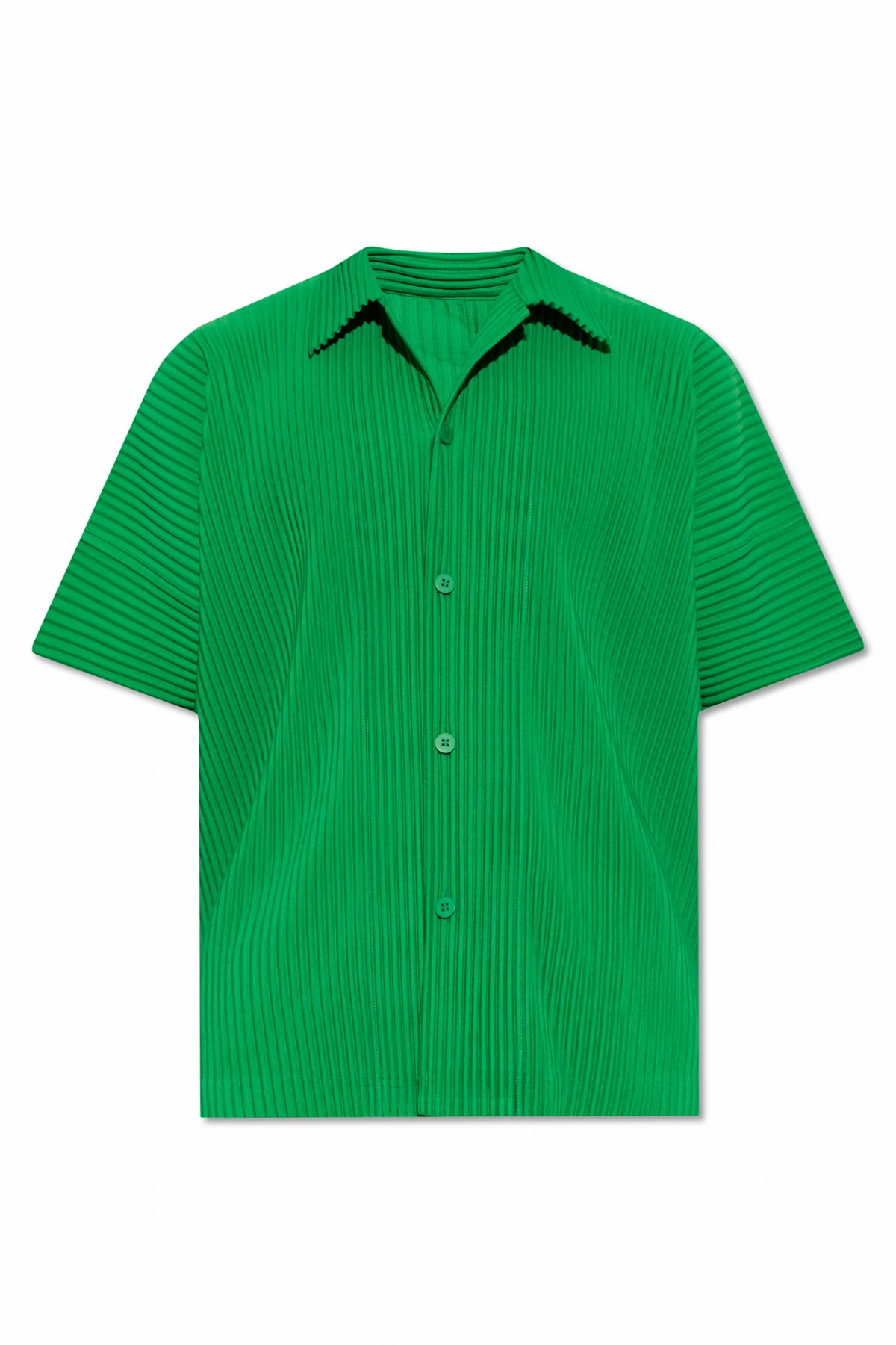 Pleated shirt with short sleeves