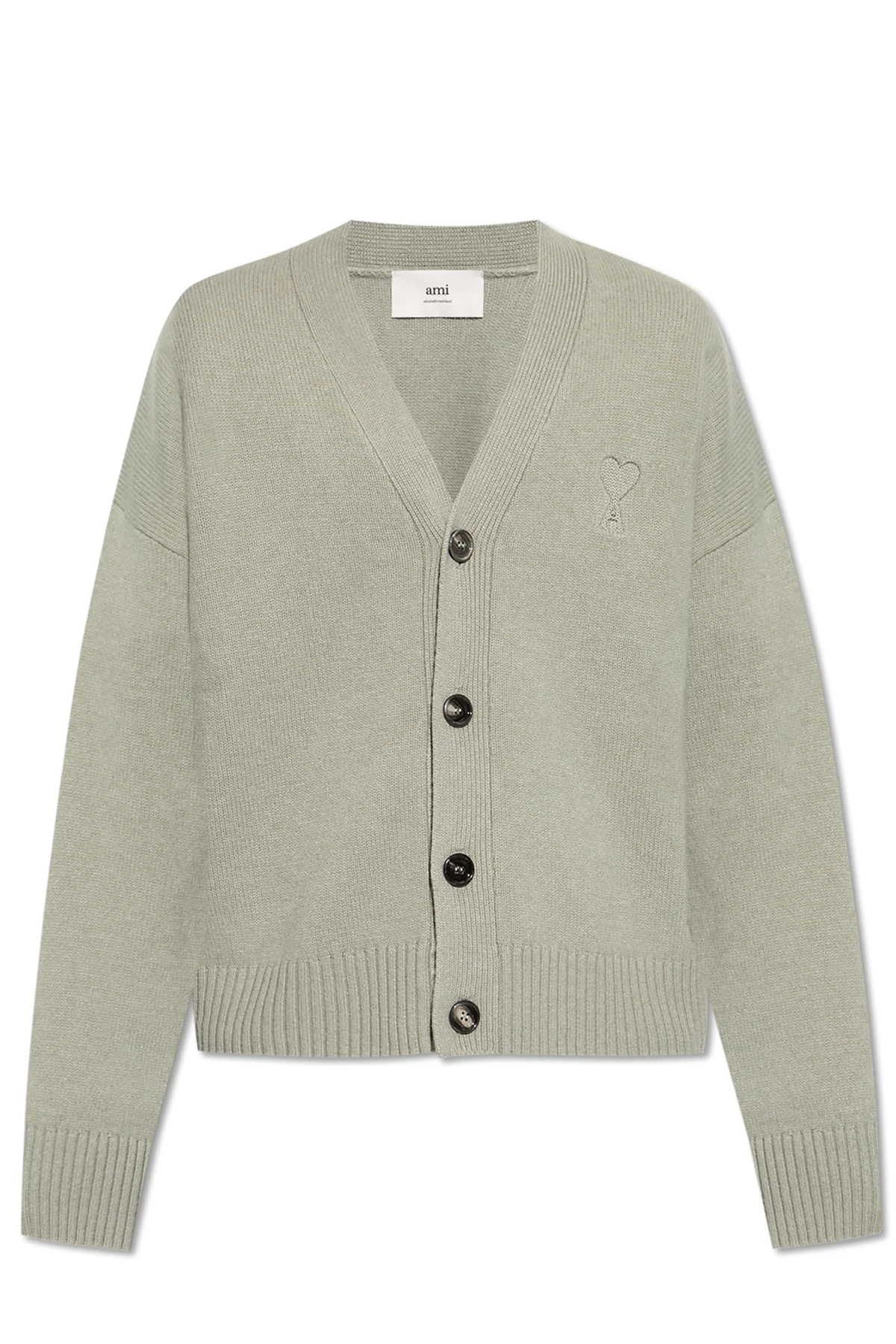 GREEN Wool cardigan with logo