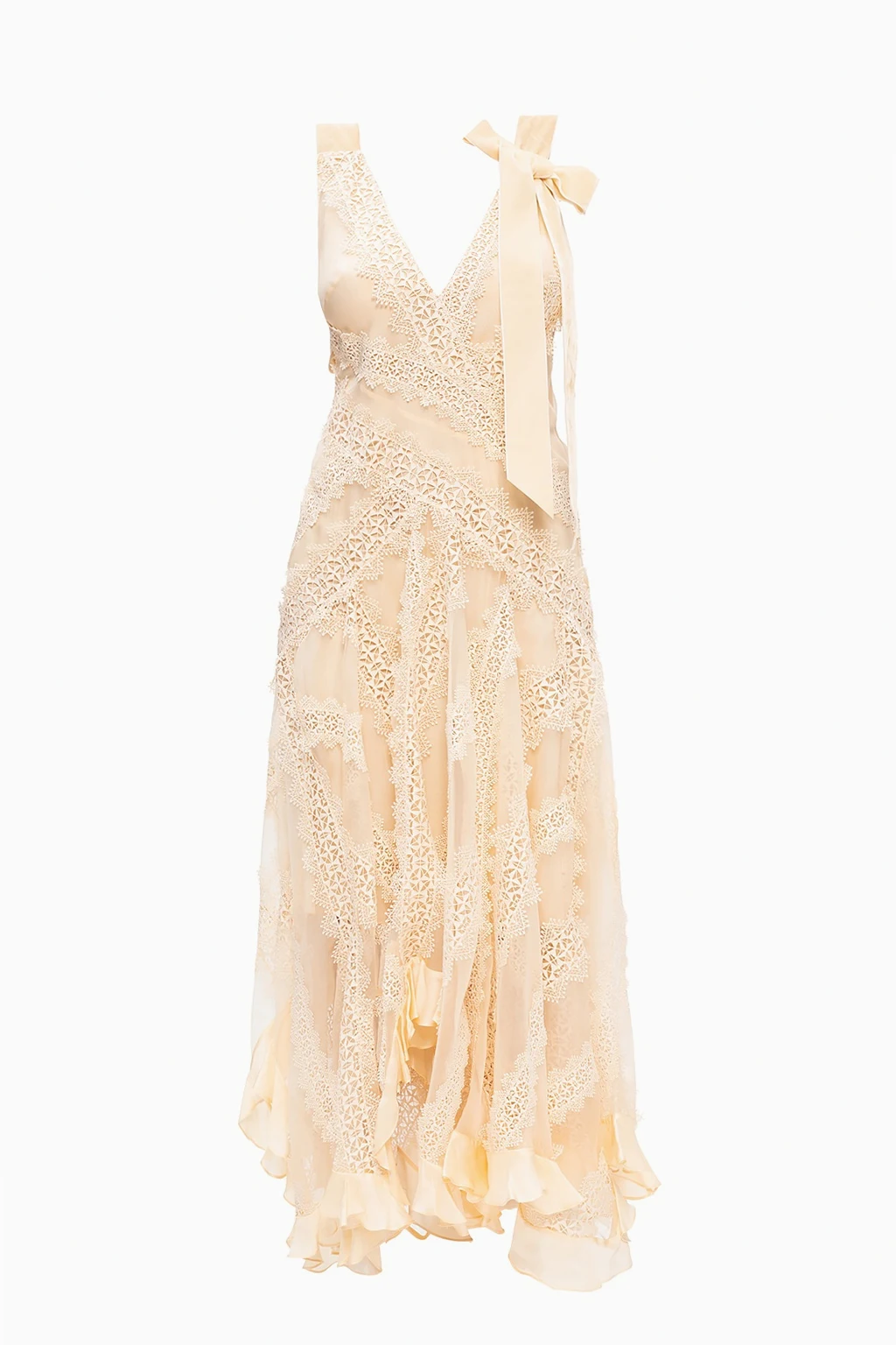 Dress with openwork trims