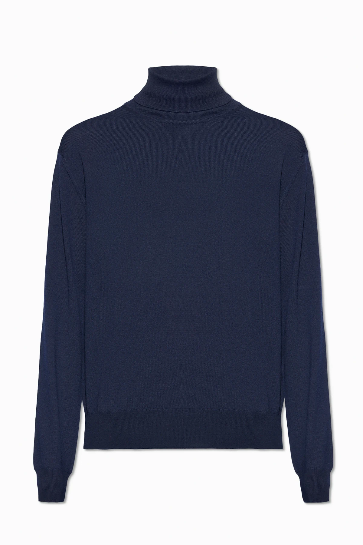 NAVY BLUE Wool turtleneck sweater with logo
