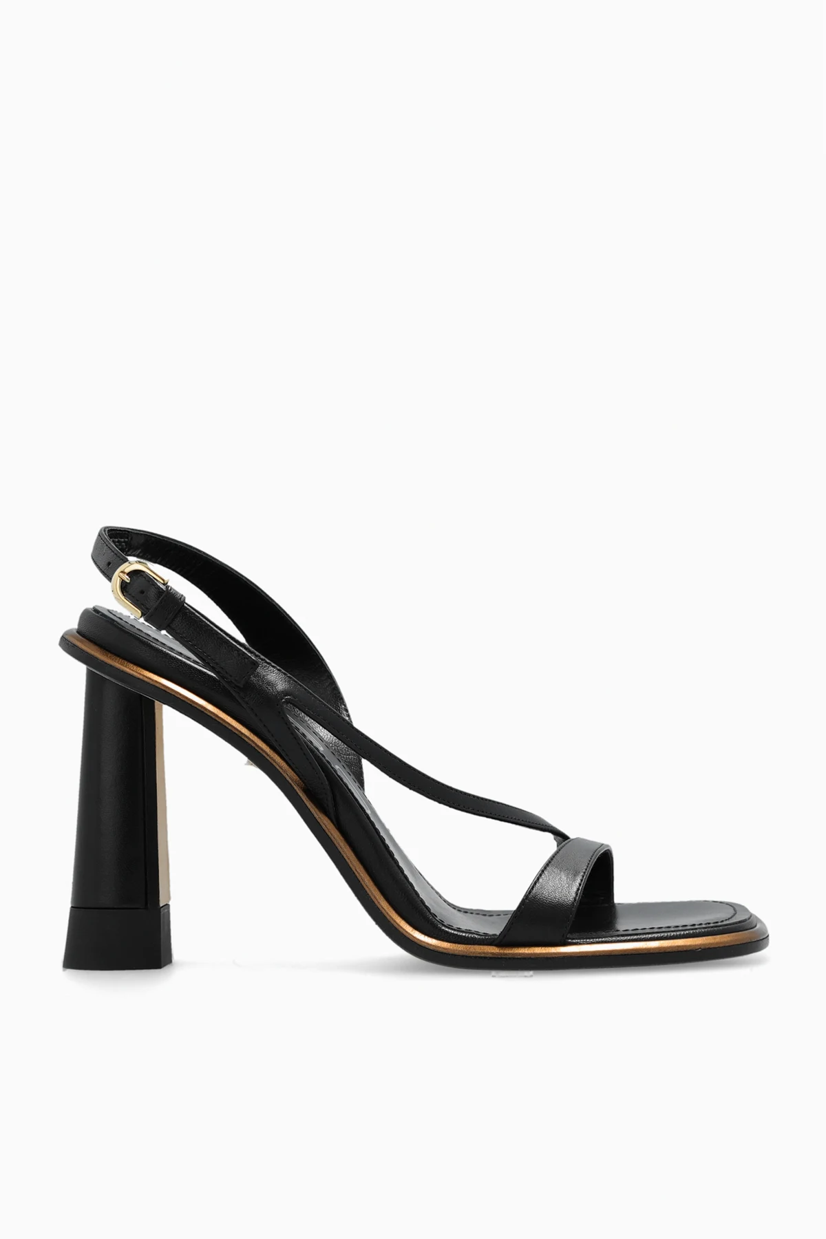 Heeled sandals in leather