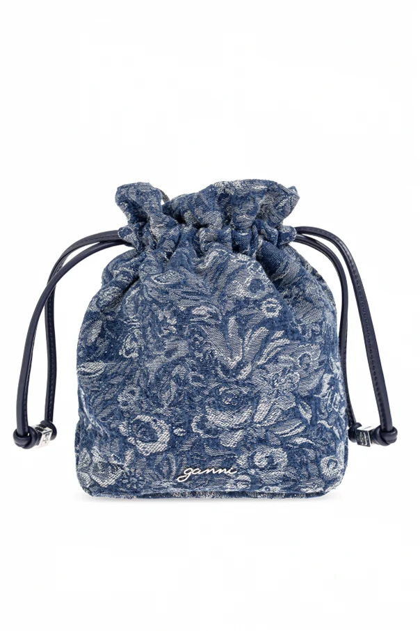 BLUE Denim waist bag with floral motif