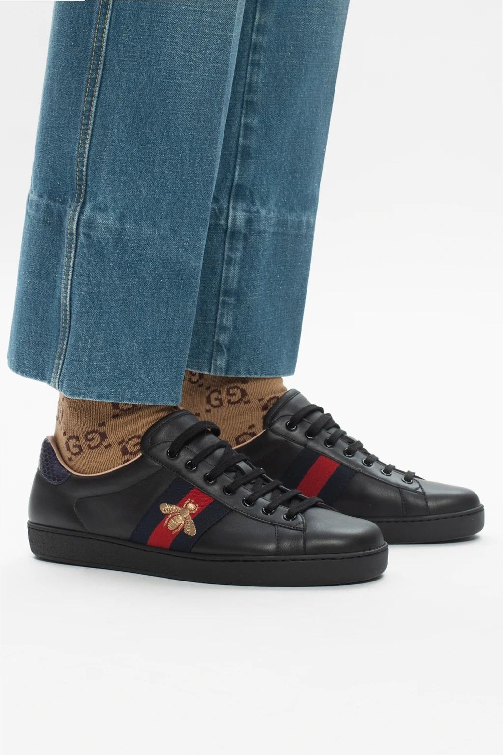 Bee-embroidered sneakers