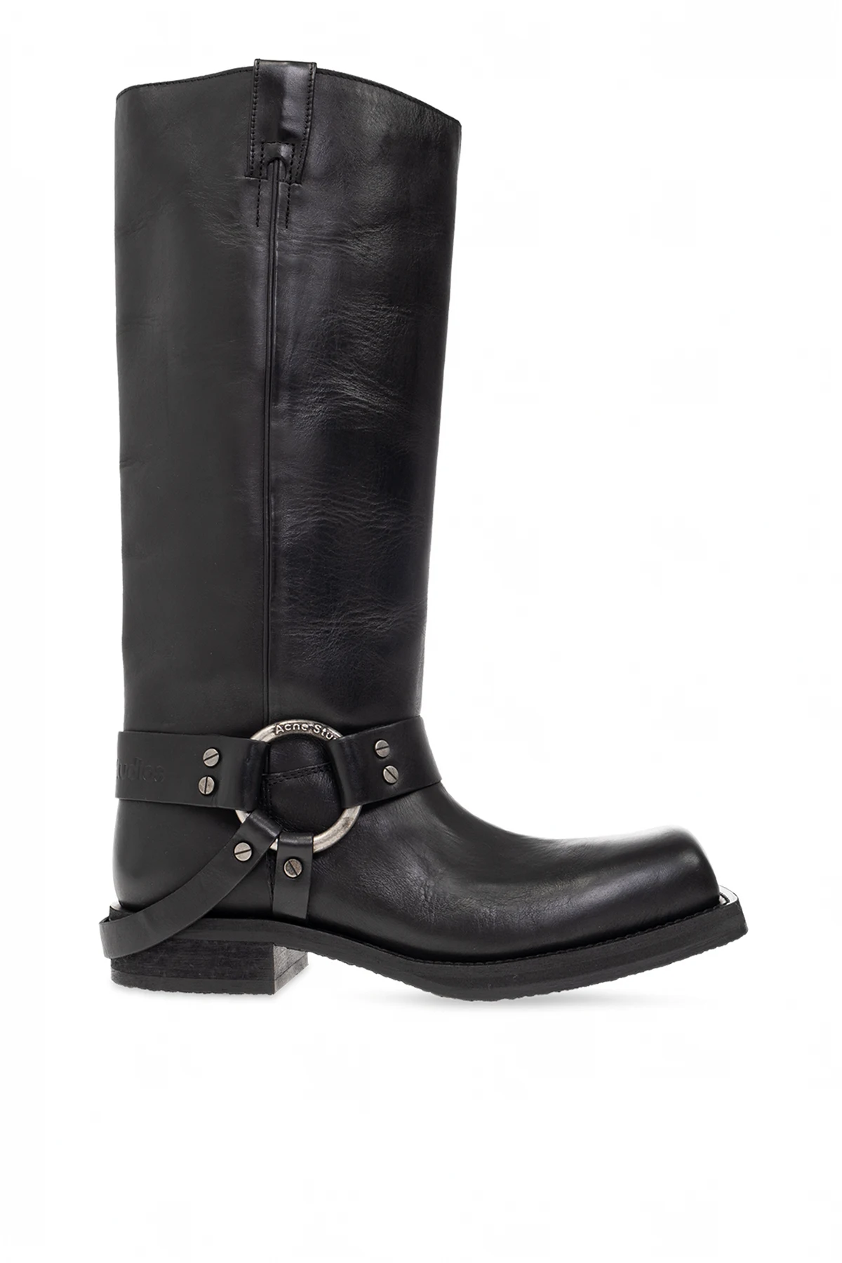 Skórzane kozaki z logo