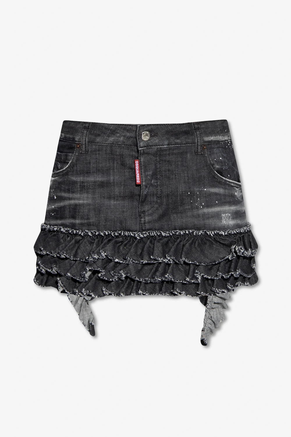 Denim skirt with ruffles