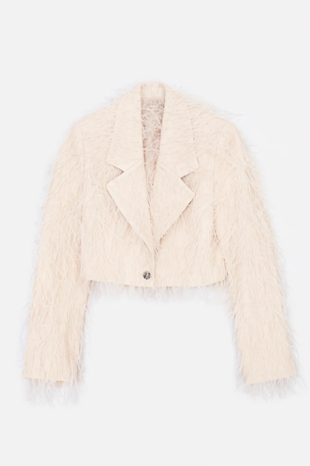 ‘Monica’ cropped blazer with feathers