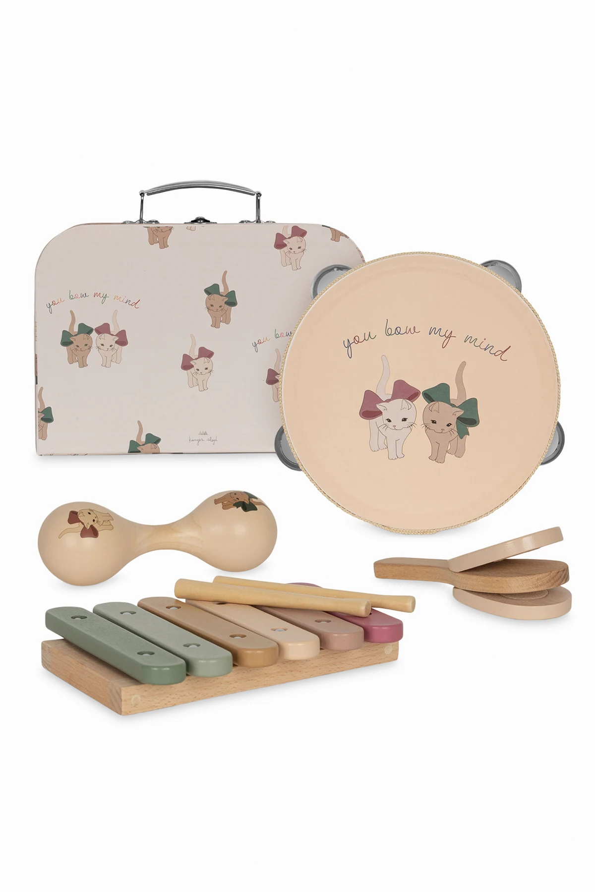 Set of music instruments in suitcase