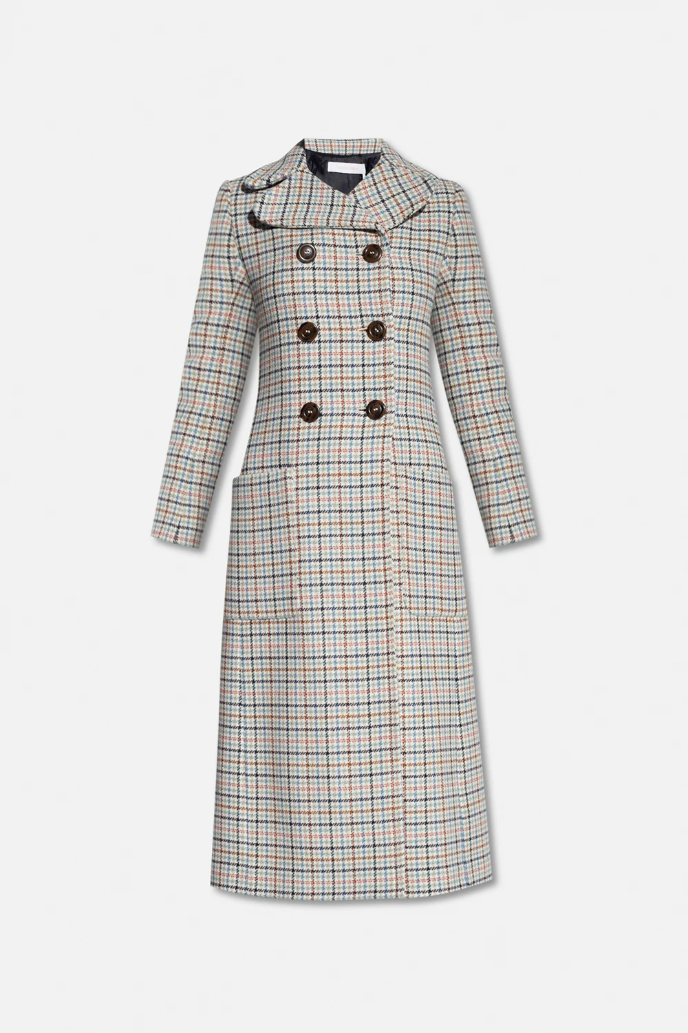 Checked double-breasted coat