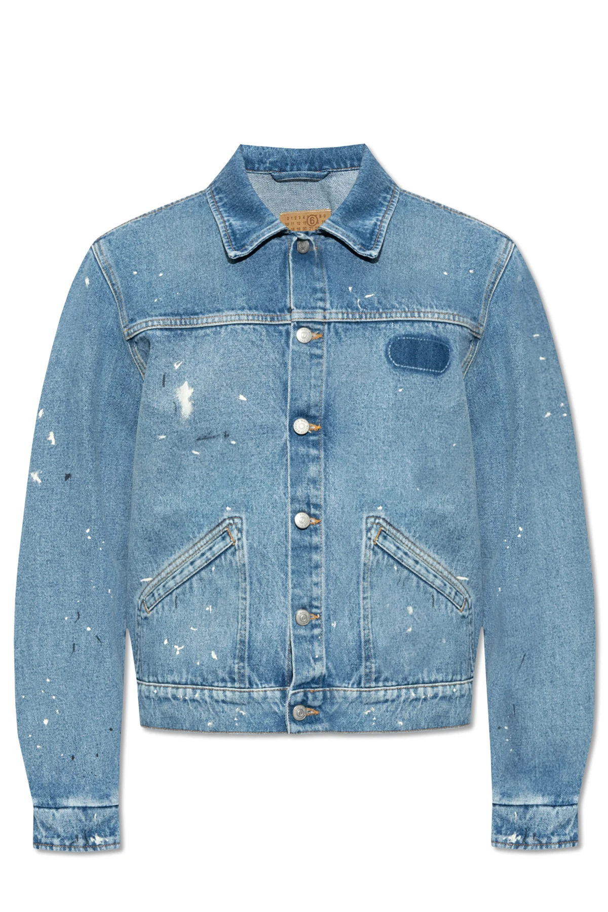 Jeansowa kurtka z efektem plam po farbie