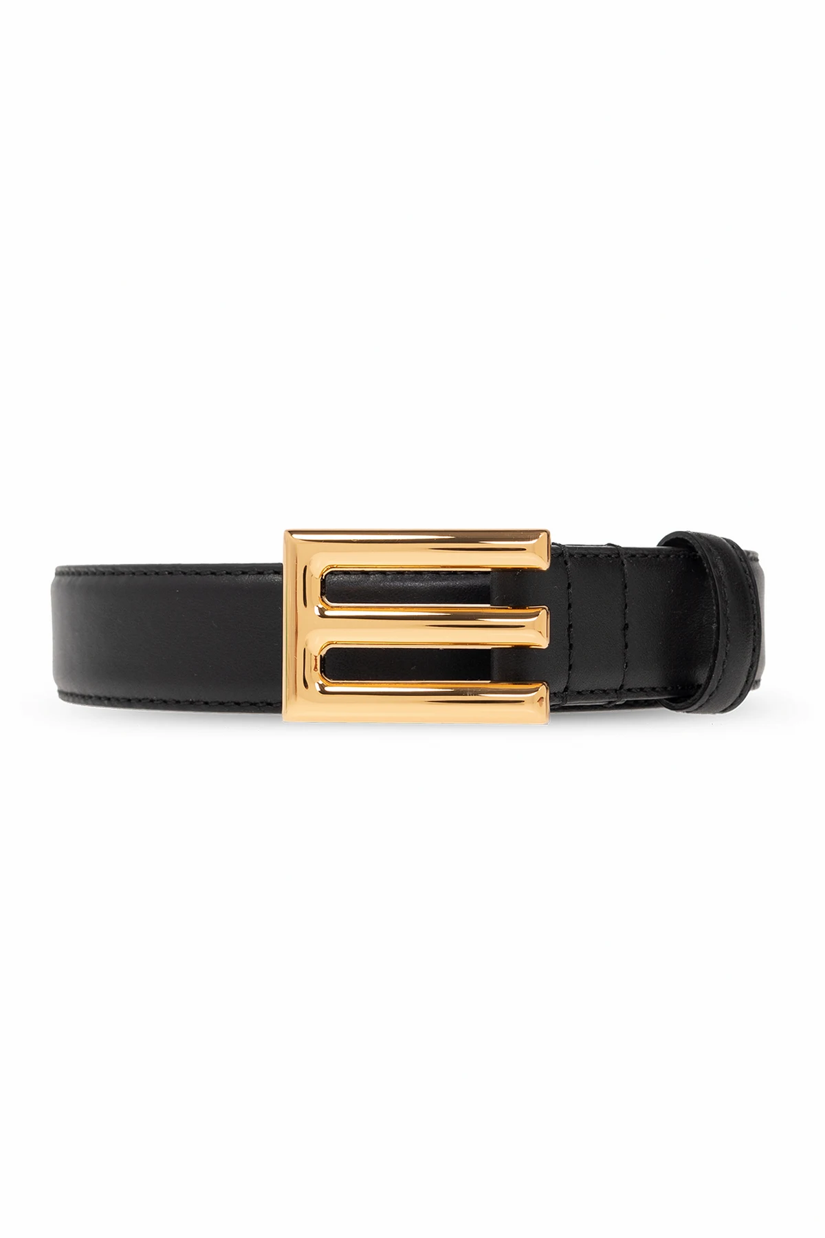 Leather belt with logo