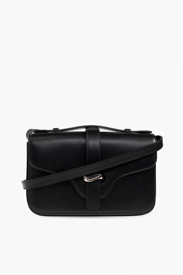 BLACK Leather shoulder bag with logo