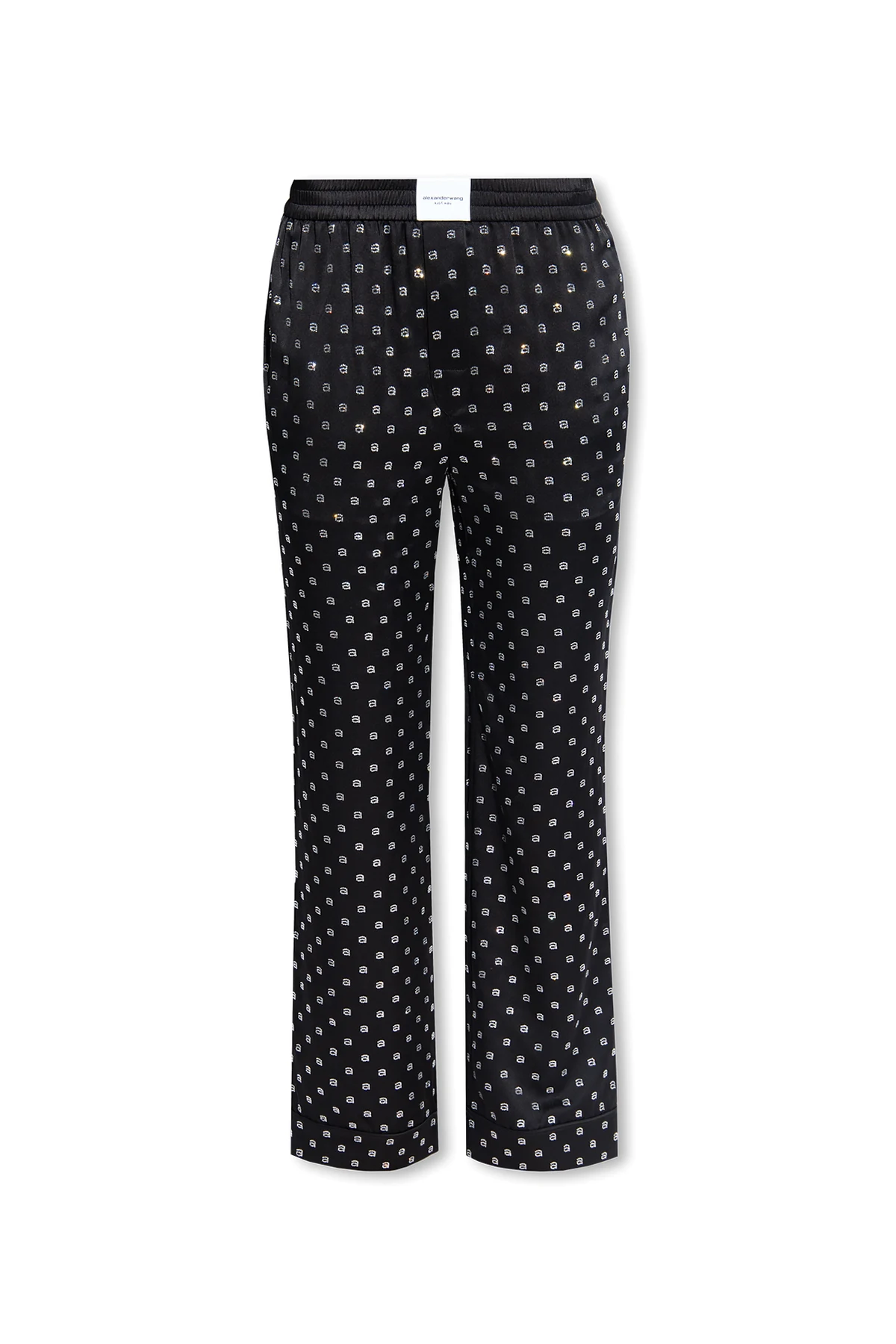 Monogrammed silk trousers