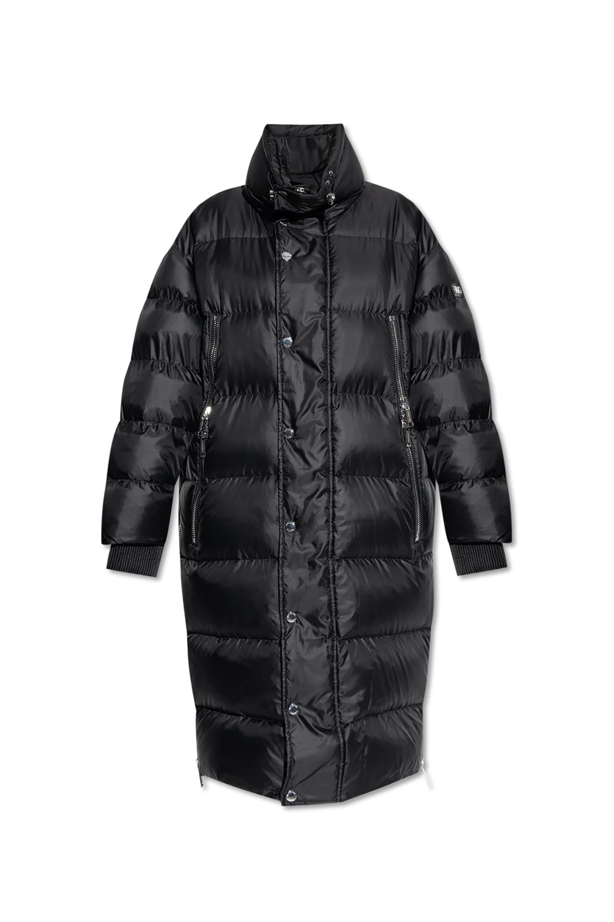 BLACK Down jacket with wide collar
