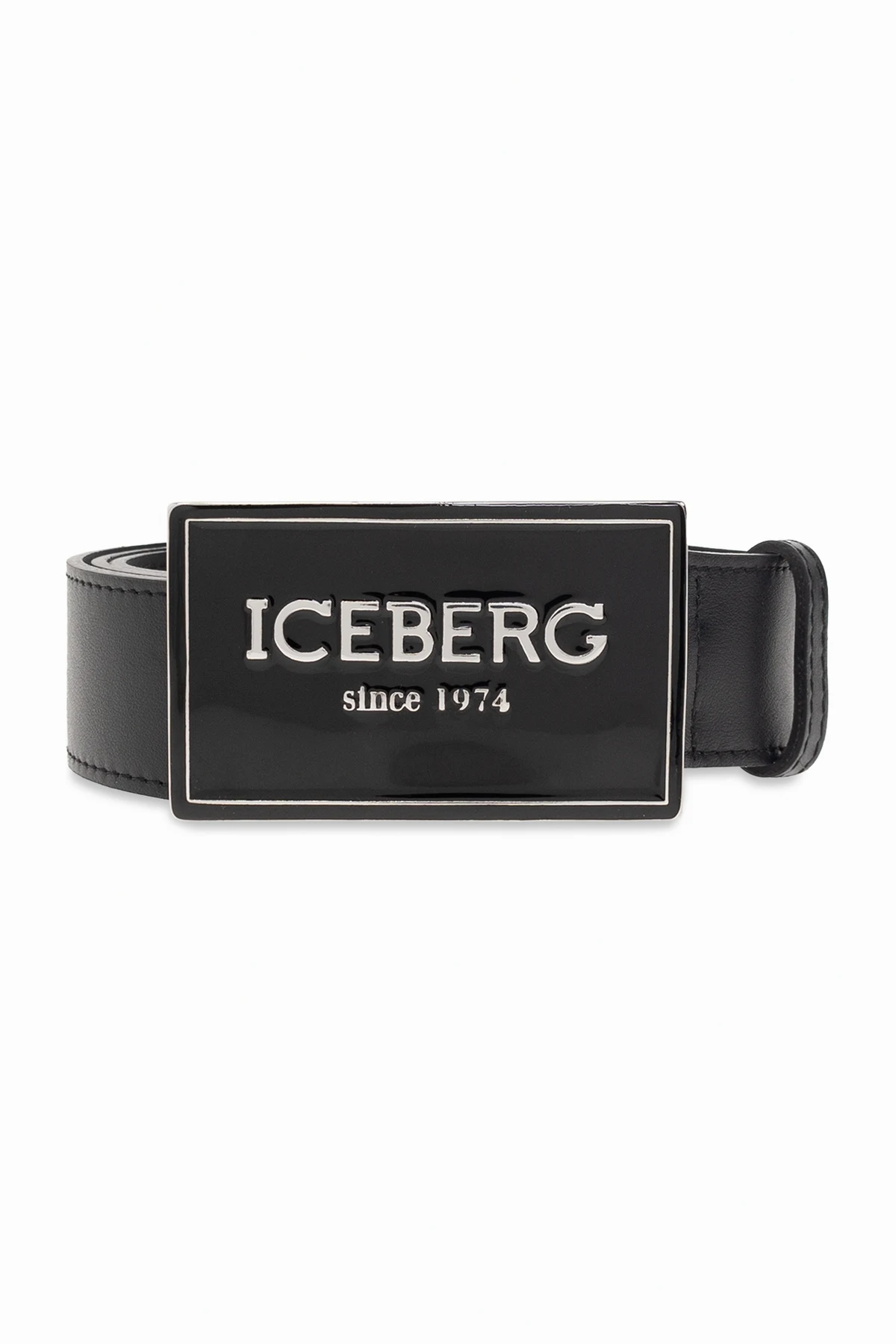 Leather belt with logo