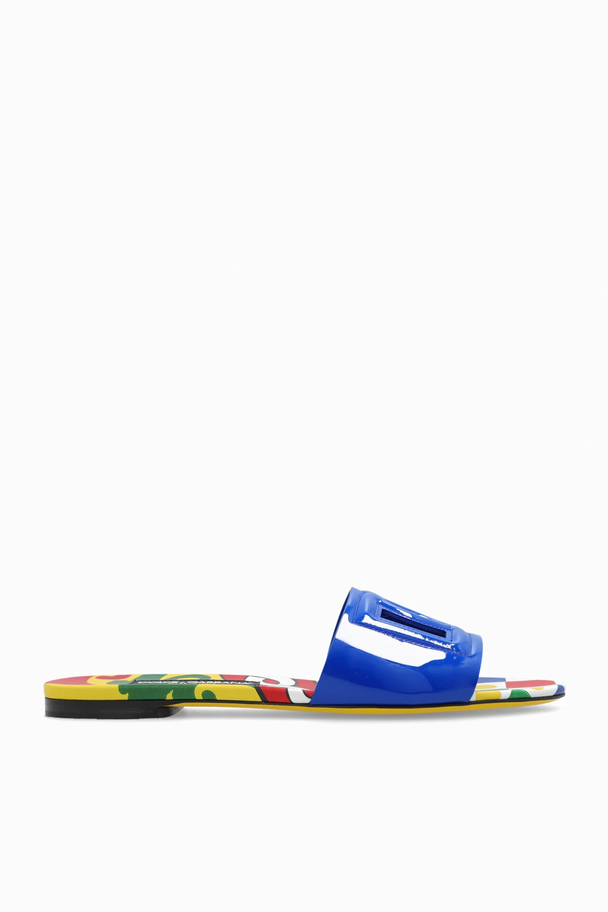 Leather slides with logo
