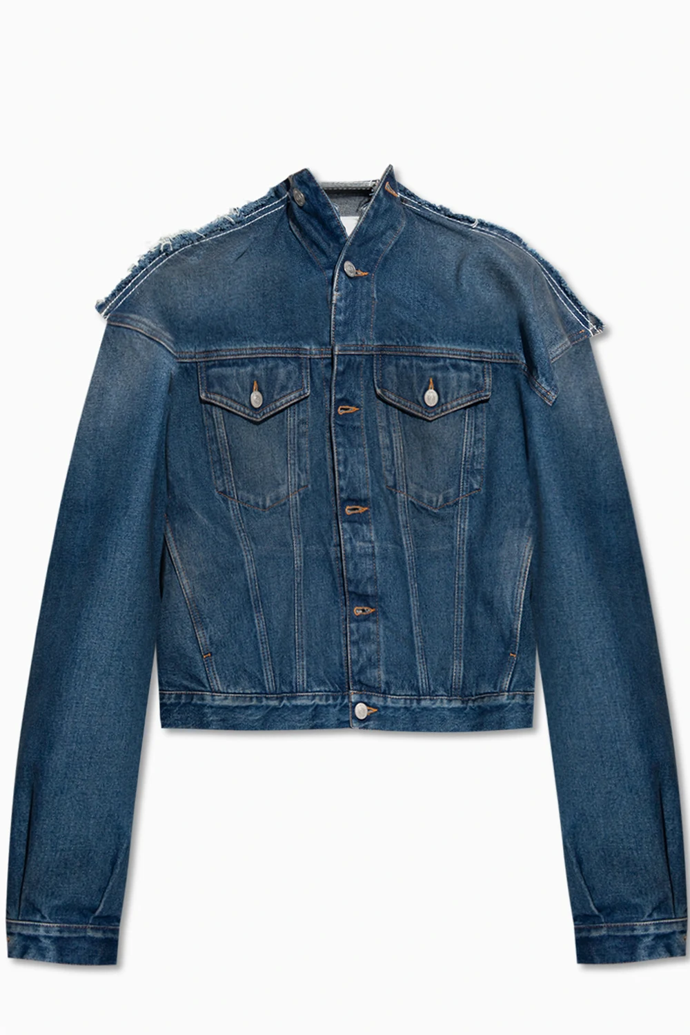 Collar-less denim jacket