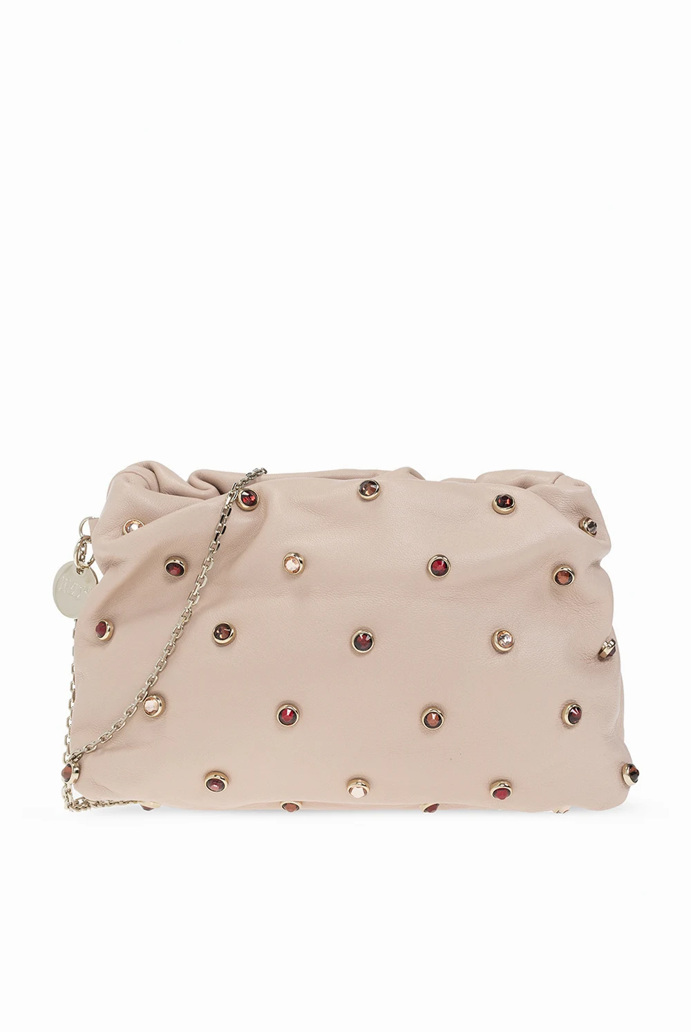 Shoulder bag with shiny inserts