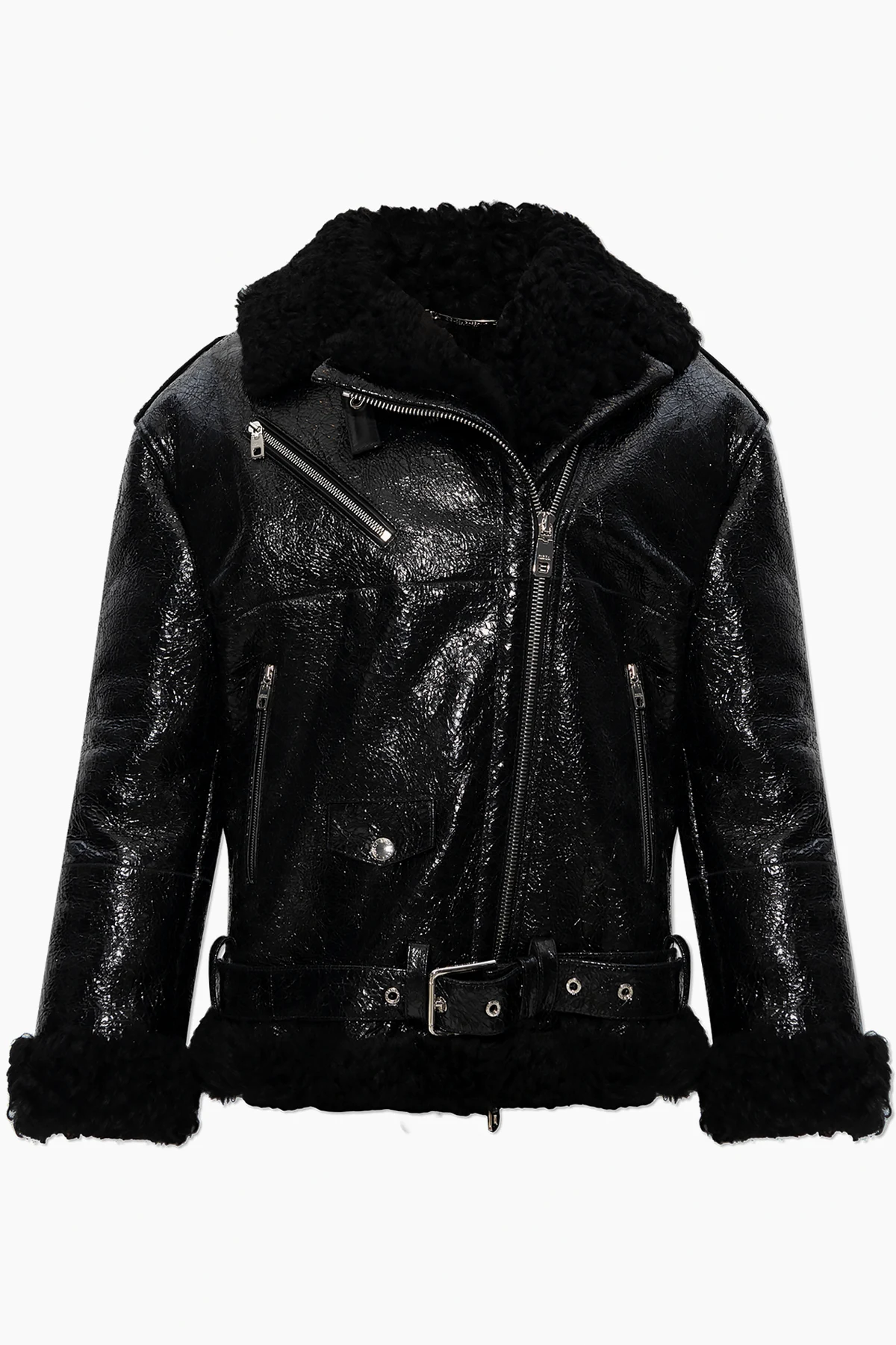 Shearling jacket with cracked effect