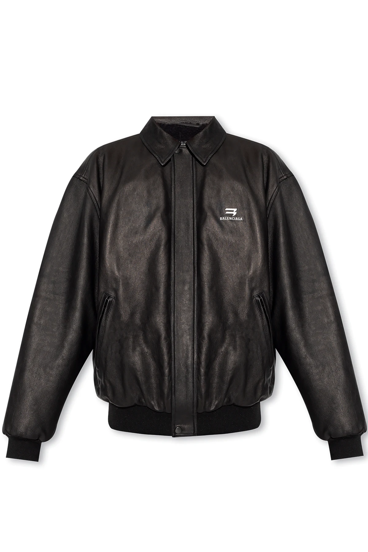 Leather bomber jacket