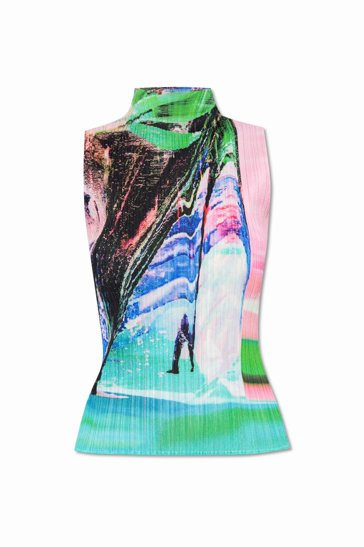 Pleated top with mock neck