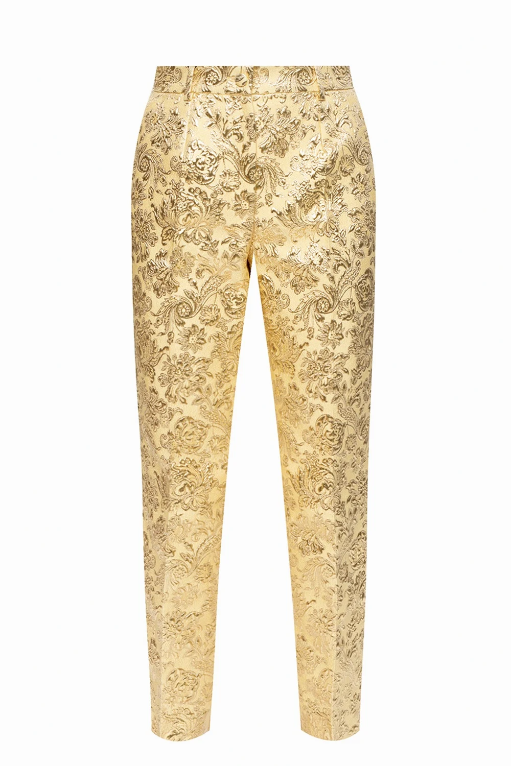 Patterned pleat-front trousers