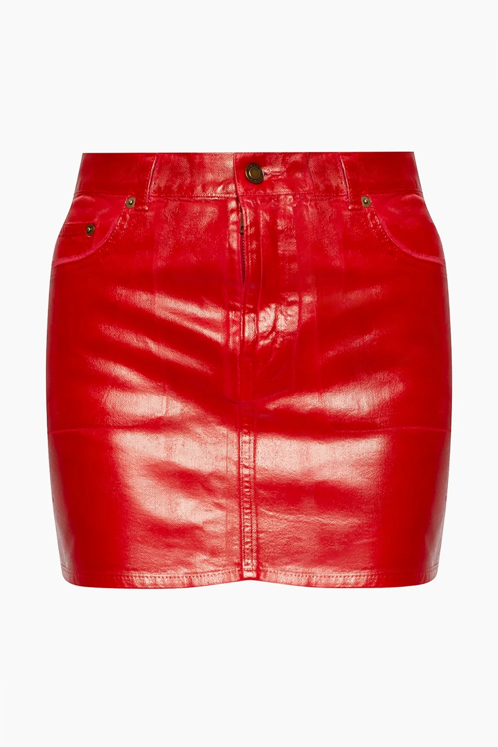 Waxed denim skirt